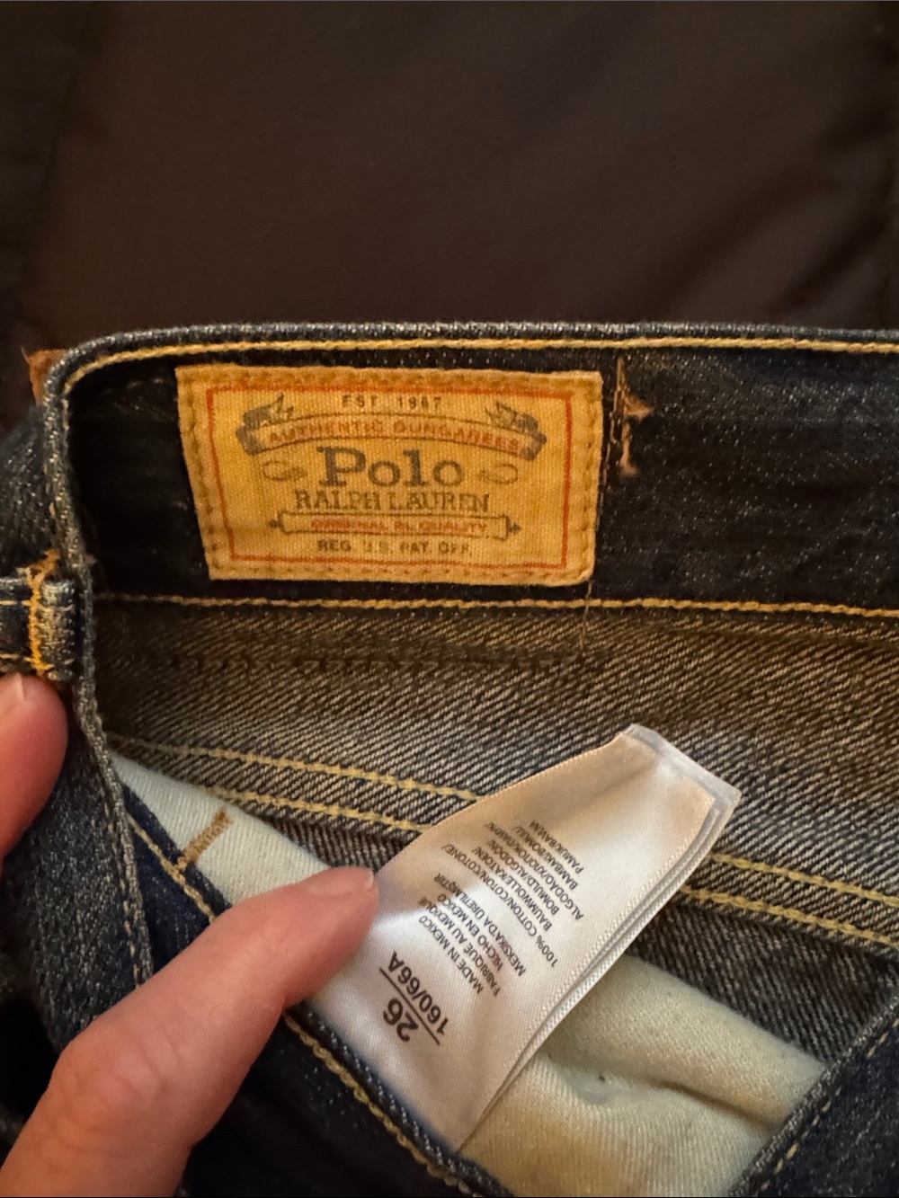 Ralph Lauren Patchwork Distressed Blue Denim Jeans - Picture 2 of 3